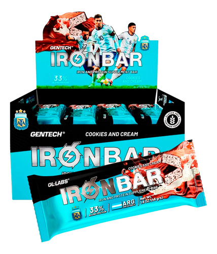 Iron Bar 46g Gentech Barra Proteinas Energetica Gluten Free 