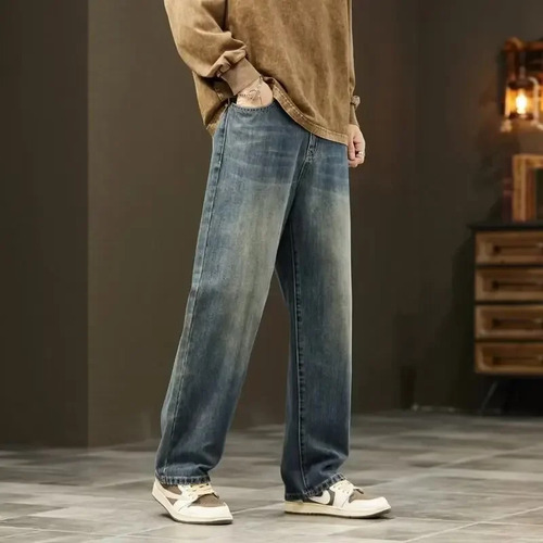 Vaqueros Holgados De Pierna Recta Para Hombre De Estilo Vint