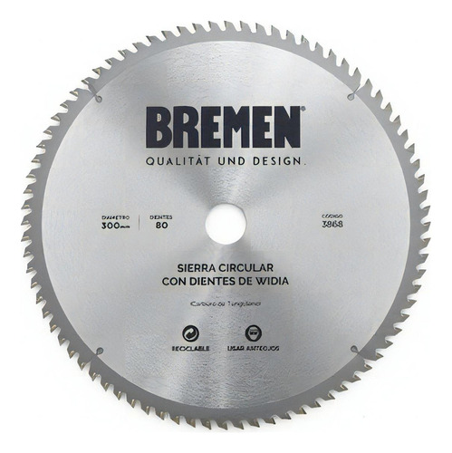 Disco Sierra Circular Bremen 300mm 100d Madera 3869 Coiro