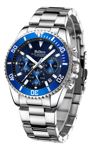 Reloj Biden Chronograph De Acero Inoxidable Impermeable Para