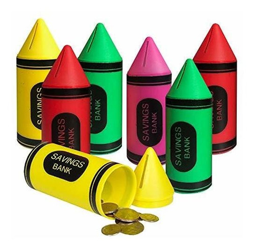 Crayon  Bank Para Niños, Juego De 12, Divertido Ahorro...