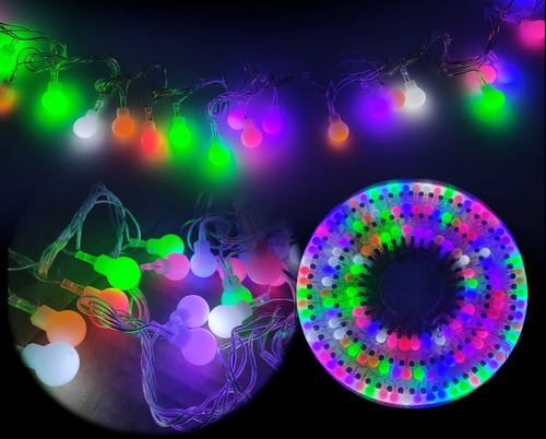 Serie De Esfera Navideña Multicolor Con 140 Led Neon 8m