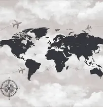 Comprar Papel Parede Decoração Mapa Rota Viagens Agência Turismo 1m²