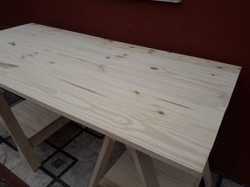 Escritorio Con Caballetes En Madera Maciza