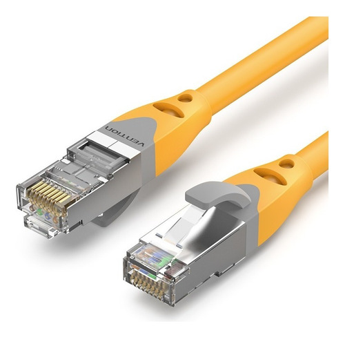 Cable de red Vention Cat6a Certificado - 2 metros Amarillo - Premium Patch cord - Blindado Sstp Rj45 Ethernet servidores 10gbps - 500 Mhz - 100% cobre - IBHYH