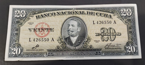 Billete De 20 Pesos De 1960 Cuba , Firma Del Che.