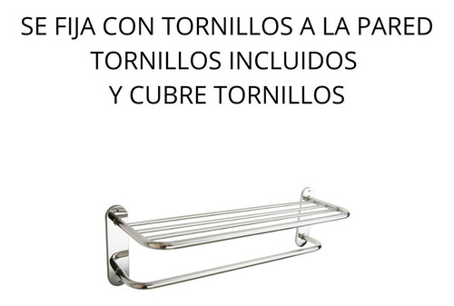 Imagen 3 de 9 de Toallero Baño Repisa Porta Toallas Metálico Cromo Estante