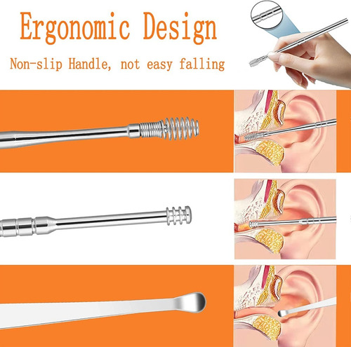 Set Limpieza Oidos Cureta Removedor Cerumen Extractor Cera