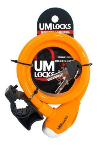 Linga Um Locks 8210-q Libra 12mm X 1mt Llave Y Soporte Bici Color Naranja Claro