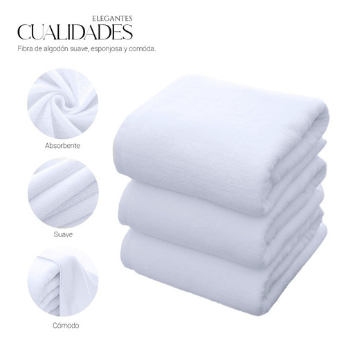 Toalla De Baño Grande, 100% Algodón Puro Y Suave