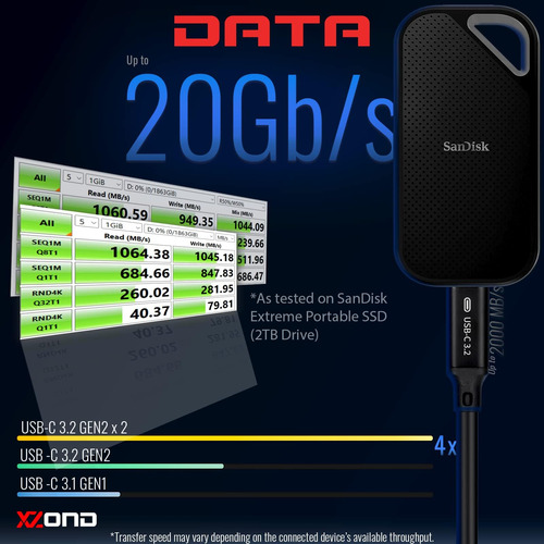 Cable Xzond Usb-c A Usb-c 32 Gen 2x2 Transferencia De Datos