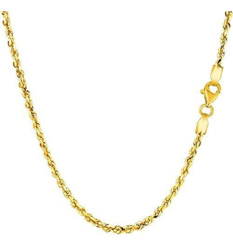 Collar De Oro Amarillo 14k Con Cadena De Cuerda, 2.25mm