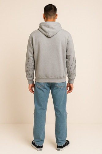 Canguro Oversize Frizado Hombre Estampado Tendencia