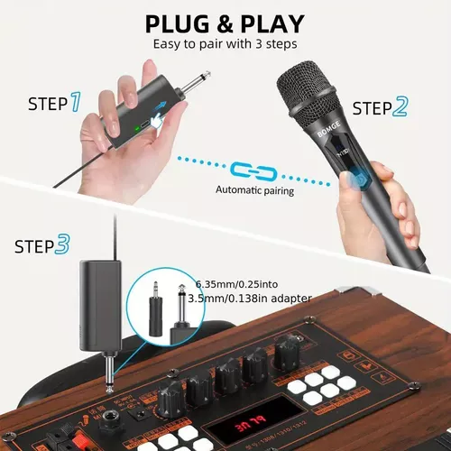 816155 Micrófonos inalámbricos para Karaoke receptor de 2 canales