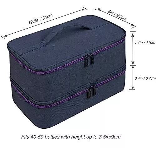 ButterFox Large Nail Polish Organizer Storage Case, Fits Nail Lamp Dryer  and 40-50 Nail Polish Bottles (0.5 fl oz - 0.3 fl oz), Gel Nail Polish Kits  Supplies Bag Black/Purple