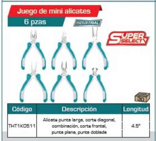 Juego De Alicates 4.5 X 6pzs Total Super Select (tht1k0511)