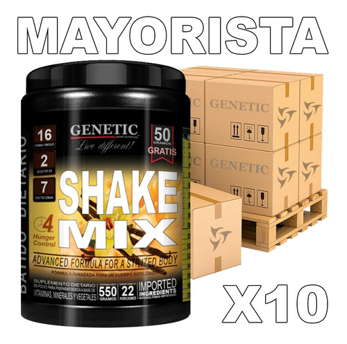 Mayorista 10 Batidos Reemplaza Comida Shake Mix 550grs Dieta
