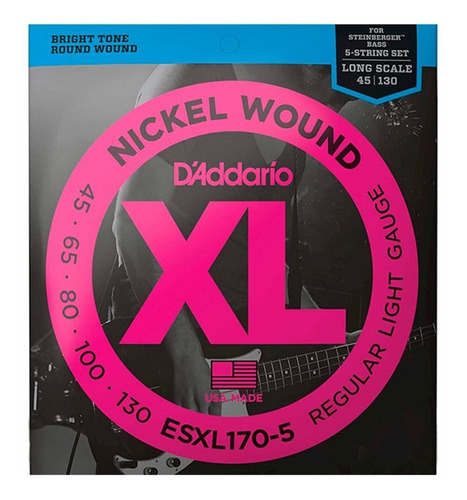 Encordadura Daddario Para Bajo De 5 Cuerdas  Exl-1705