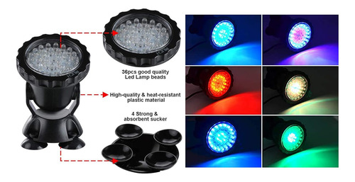 Luces De Estanque Subacuáticas 36 Bombillas Led Con Temporiz