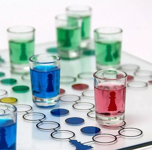 Ludo Shot De Vidrio Juego De Mesa Drinking Ludo Familiar