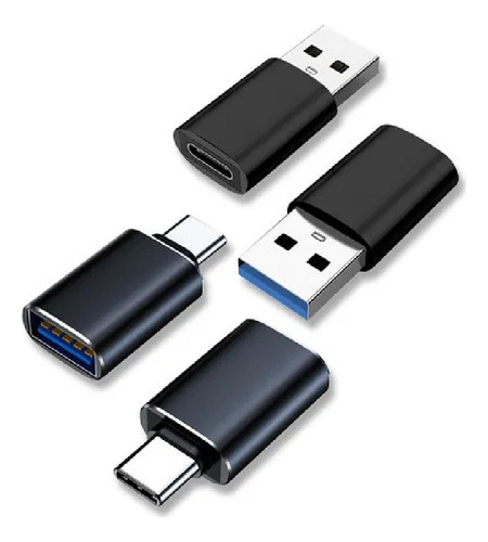 4 Piezas Adaptador Usb Cable Otg Usb Tipo C A Usb 3.0 5gbps Negro