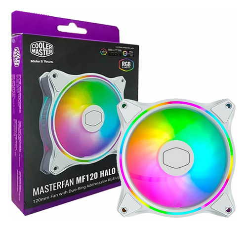 Cooler Master Halo 120 MF120 ARGB WHITE EDITION Branco de 1800 RPM C/ LED ARGB (Rgb Endereçável) P/ Gabinte 120mm 12cm