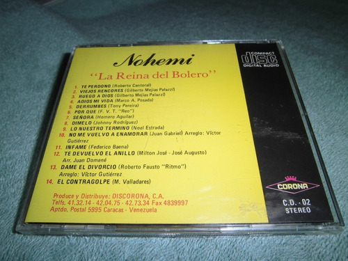 01 Cd: Nohemí Berlatti: La Reina Del Bolero (Usado)