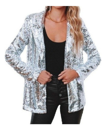 Chaquetas De Mujer Moda Lentejuelas Solapa Fiesta Casual