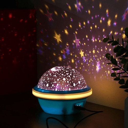 Proyector Lámpara Luz Led Espanta Cucos Luz C/estrellas Verd