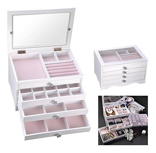 Imagen 1 de 9 de Yescom Joyería De Madera Caja De Almacenamiento Caja Organiz