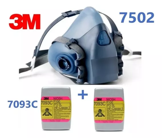  Respirador - Mascara 3m 7502 + Filtro 7093c P-100 Niosh