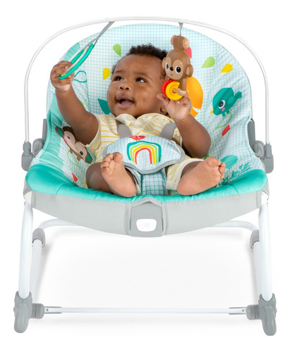 Bright Starts Silla Mecedora Para Bebés Y Niños Pequeños Turquesa Animales De La Selva