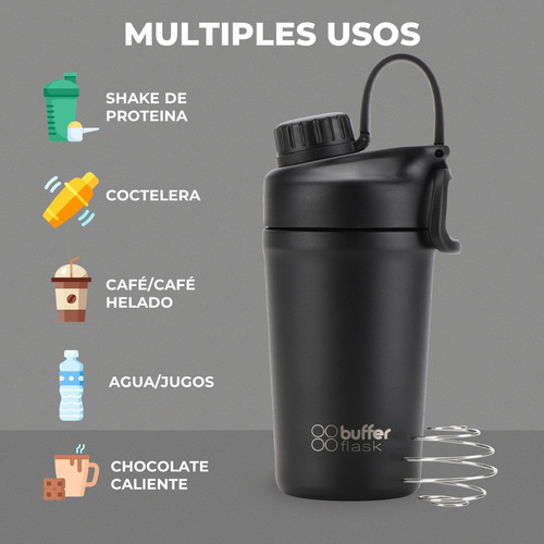 Vaso Shaker Mezclador Proteina Buffer Acero Inox 600ml