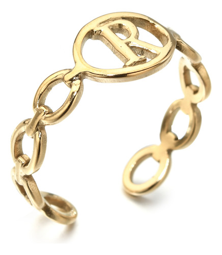 Anillo De Acero Inoxidable Con Letra Inglesa Para Mujer, Dis