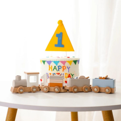 Tren De Madera, Juguetes, Tren De Cumpleaños Para Niños, Tre