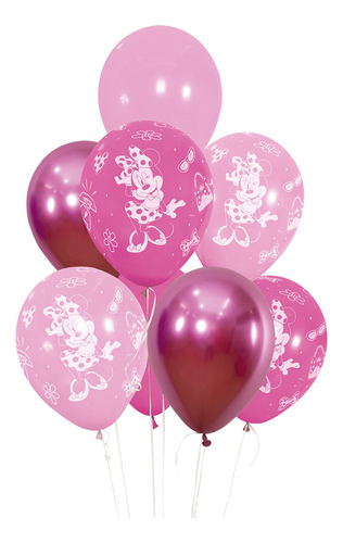 Bouquet Globo Latex R12 Minnie Mouse R-12 / Paquete X 8