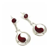 Comprar Aros Plata Yin Yan Ley 950 Coral , Nacar # 2.075