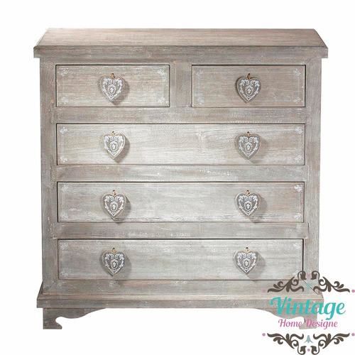 Imagen 1 de 6 de Cómoda Cajonera Madera Corazones