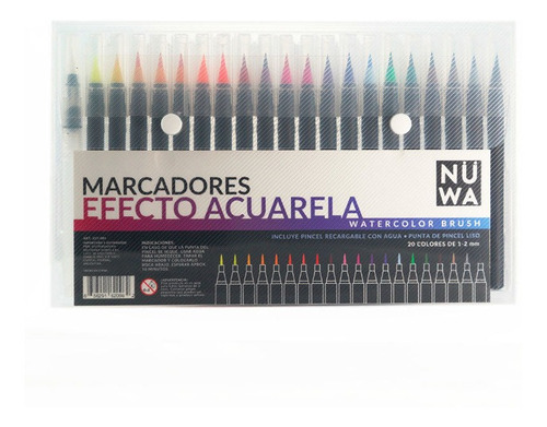 Watercolor Brush Pen Marcador X 20 Punta Pincel Nuwa +regalo