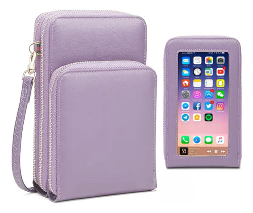Bolsa Feminina Bolso Transparente Para Celular Festa Balada Cor Lilás Desenho Do Tecido Lisa