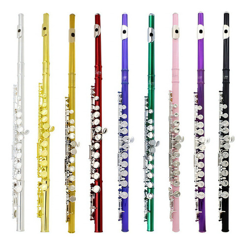 Flauta En Clave De Do Con 16 Llaves Hecha De Cuproníquel Color Negro
