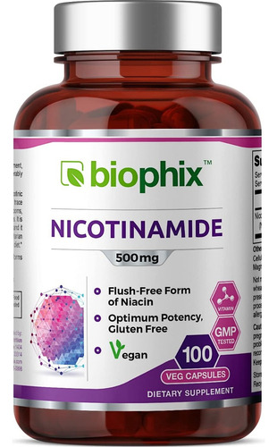 Nicotinamida 500 Mg B3 Salud Celular De La Piel Hecho En Usa Sabor Sin Sabor