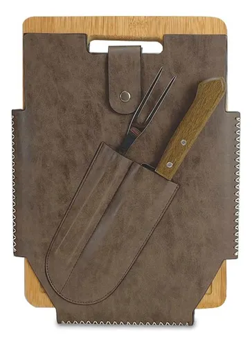 Set Parrilla Tabla Pincho Y Cuchilla Con Estuche Lincolns
