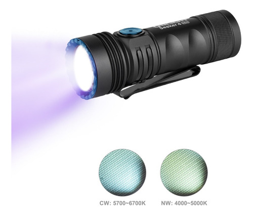 Linterna Olight Seeker 4 Mini - 1200 Lumens + Luz Uv 365nm Blanco Negro