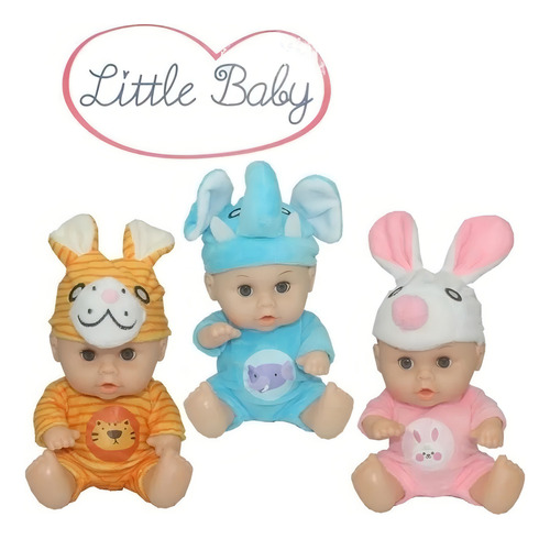 Muñeco Bebote Little Baby Doll Sonido Y Pijamas De Animales