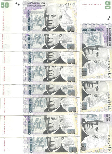 Lote 11 Billetes 50 Pesos Convertibles  H  Bot. 362-3634