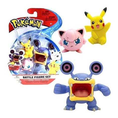 Pokémon Figure Pack 3 Loudred, Pikachu E Jigglypuff - Wct