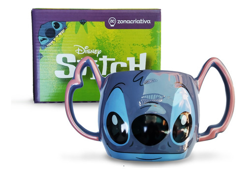 Caneca 3d Stitch Alça Dupla | Oficial | Disney | 450 Ml 