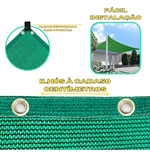 Tela Tipo Shade Decorativa Verde 90% 4,5x4,40 Bainha/ilhos