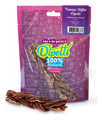 Mordedor Natural Esôfago Bovino 1 Un. Trança Bifão Dipetti